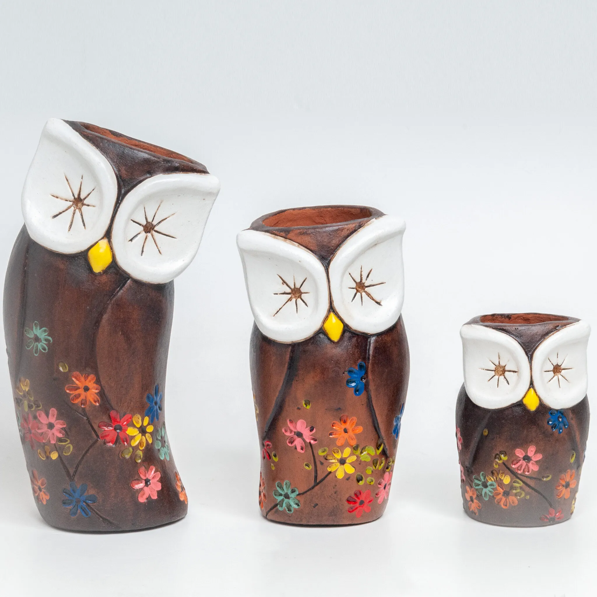Trio de Búhos Macetas