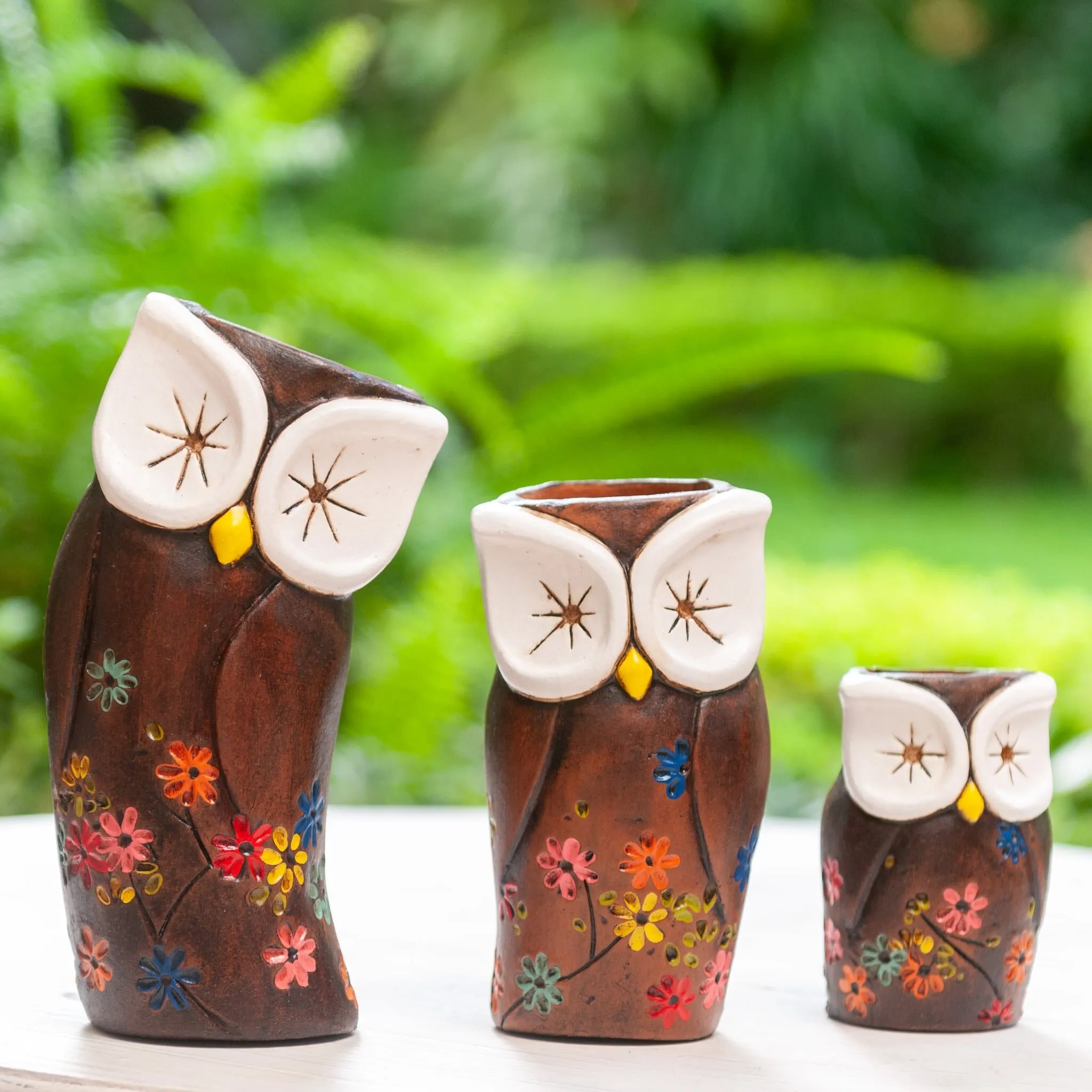 Trio de Búhos Macetas